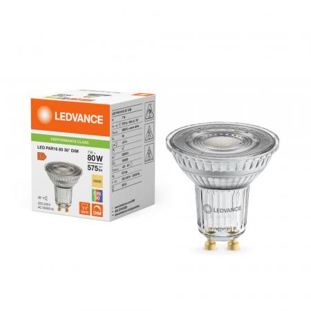 Ledvance GU10 PAR16 Reflektor 36° 7W wie 80W dimmbarer warmweißer Strahler 3000K 90Ra mit hoher Farbwiedergabe